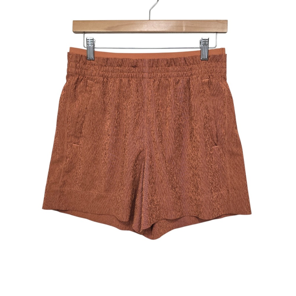 Athleta Terra Textured Shorts Terra Cotta Women's Size 6 Elastic Waist Pockets‎